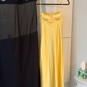 NWT Yellow Satin Slip Dress